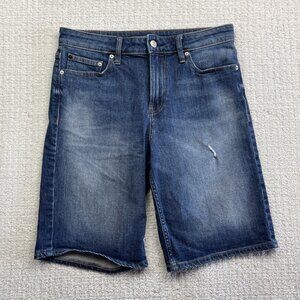 Y2K Calvin Klein Jeans W30 Straight Short Denim Shirts Distressed Medium Wash